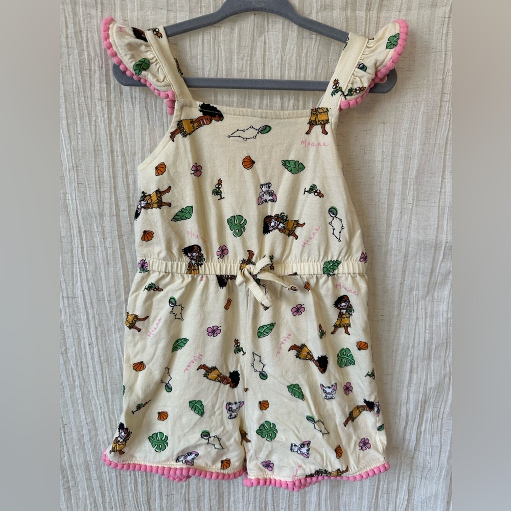 Cute Cream Kids' Romper with Moana Print